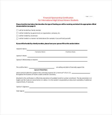 bin sponsorship agreement template