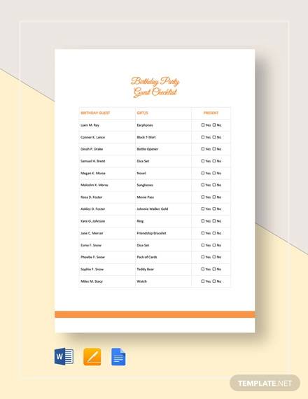 FREE 7  Sample Birthday Party Checklist Templates in PDF