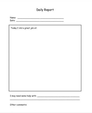 blank daily report template 1