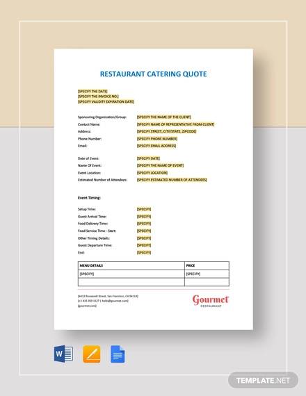 catering quote template