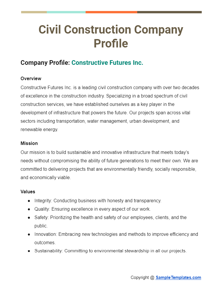 civil construction company profile