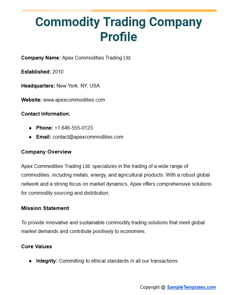 commodity trading company profile