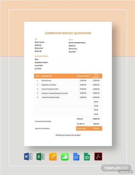 computer service quotation format template