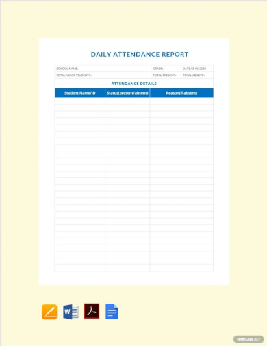 daily attendance report template