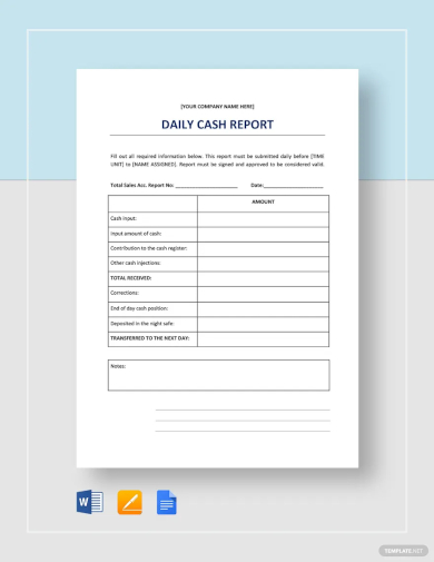 daily cash report template