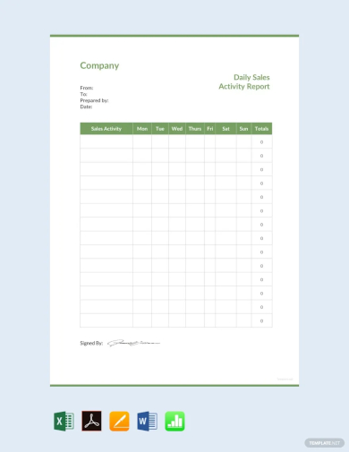 daily sales activity report template