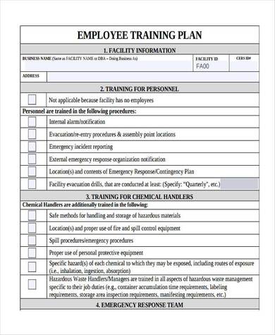 employee training plan sample