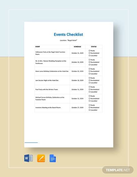 FREE 14 Sample Event Checklist Templates In Excel MS Word PDF 