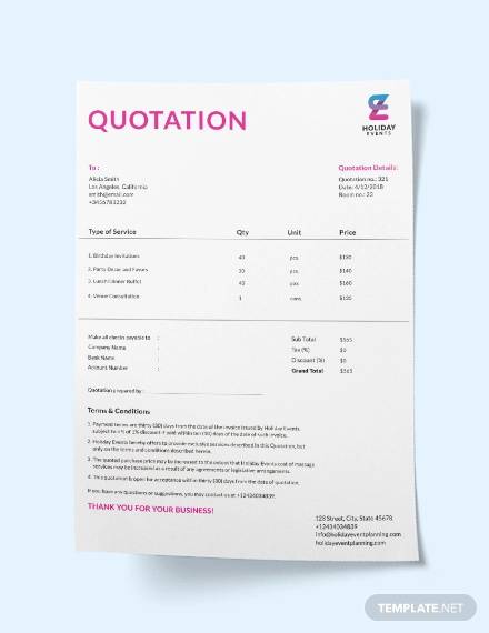 quotation event template planner sample format templates word excel quote examples numbers quotes quotations publisher pdf planning example formats management