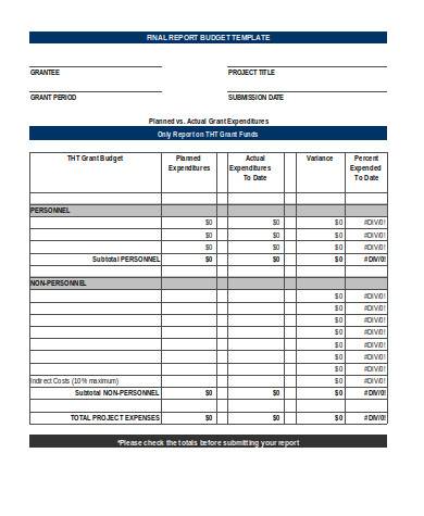 final budget report format