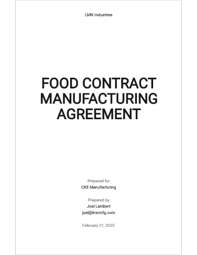 food contract manufacturing agreement template