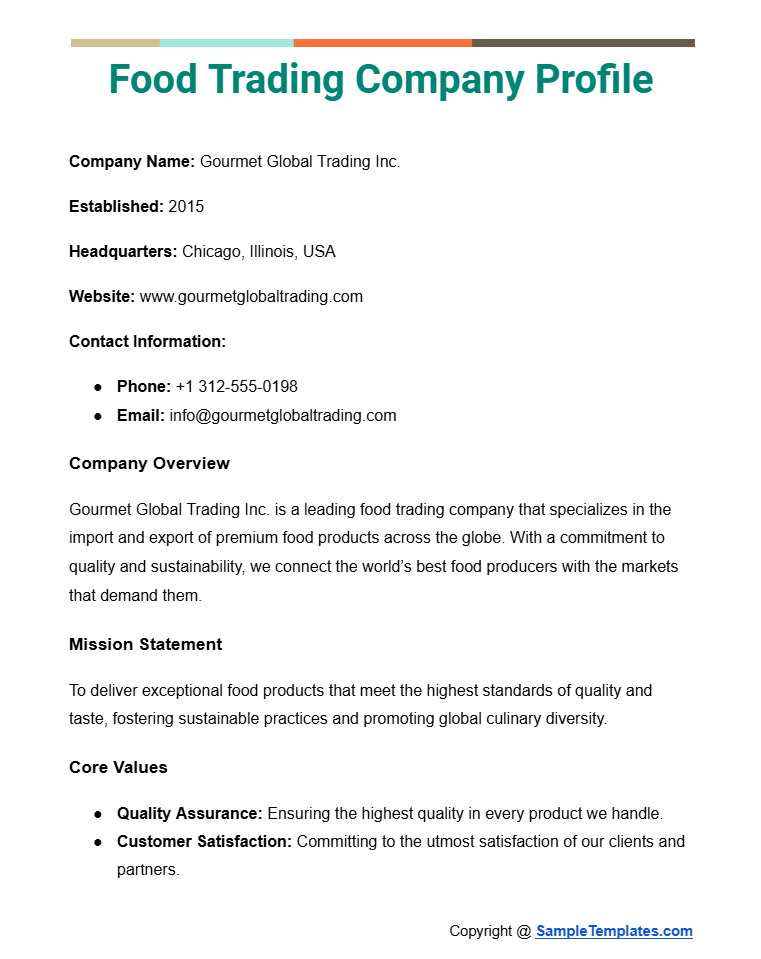 food trading company profile