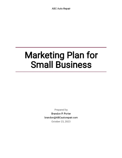 free simple marketing plan template for small business