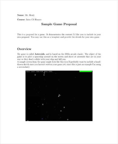 game software proposal sample