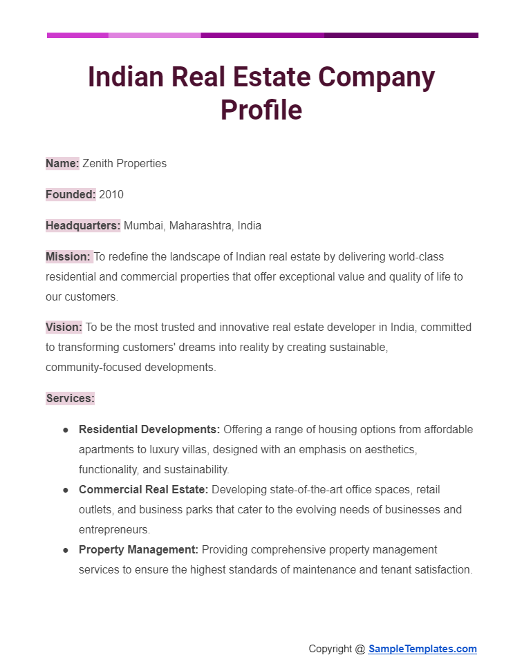 indian real estate company profile