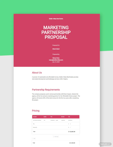 marketing partnership proposal template