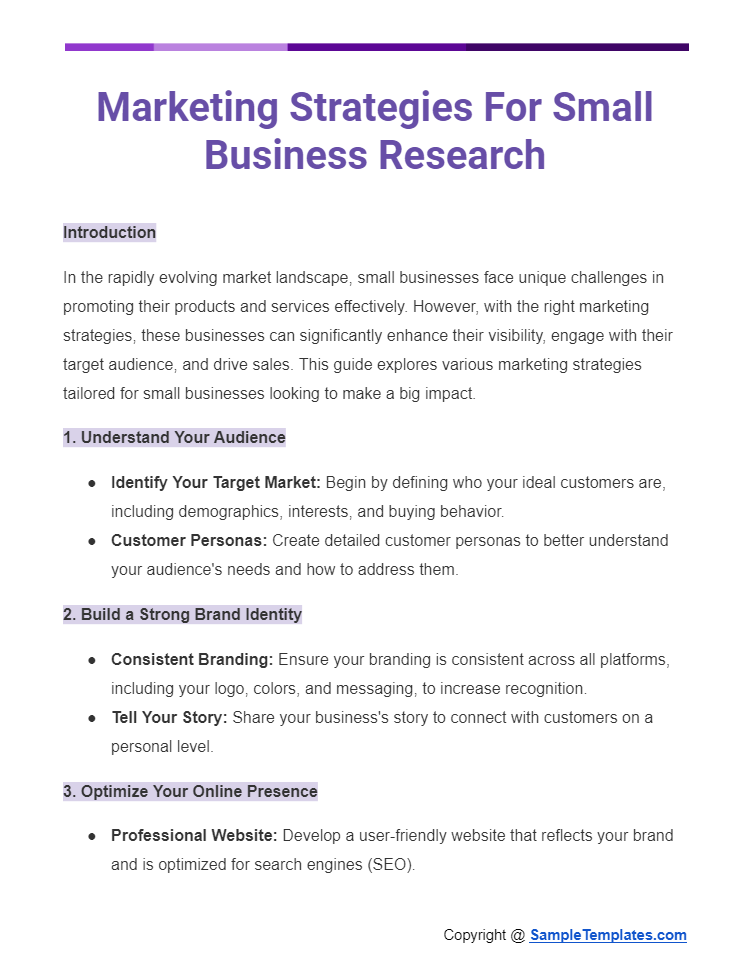 marketing strategies for small business research