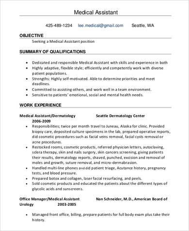 medical assistant resume template