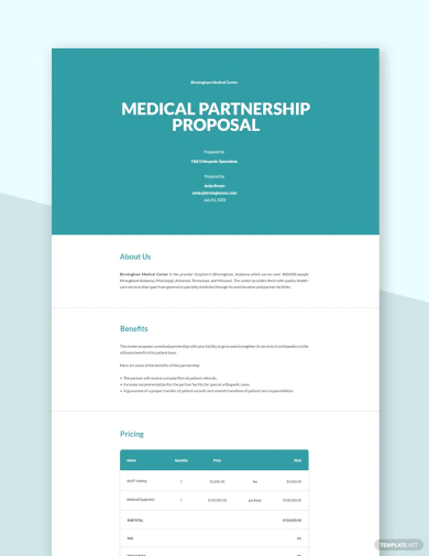 medical partnership proposal template