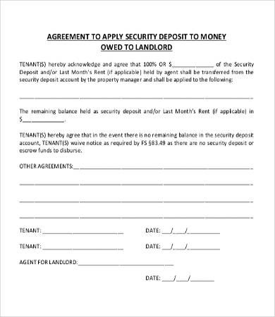 money owed to landlord agreement template