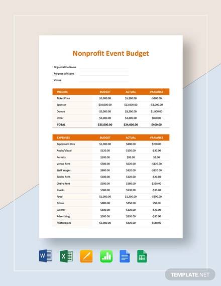 nonprofit event budget template