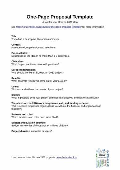 one page proposal outline template