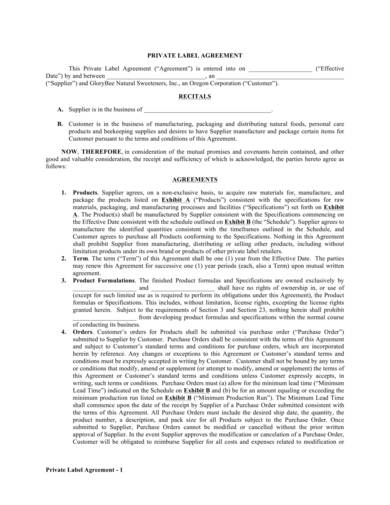 Free Contract Manufacturing Agreements Templates