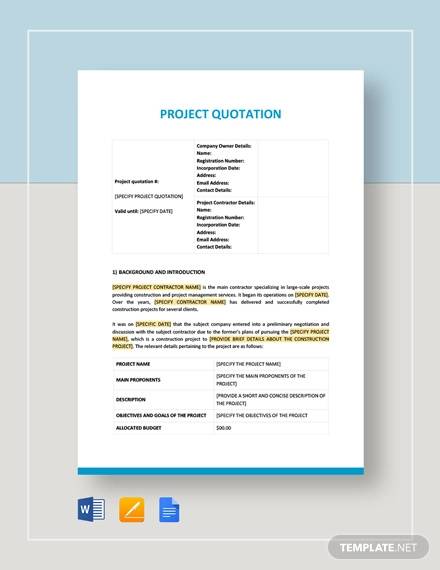 project quotation template