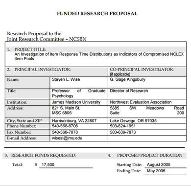 research funding proposal sample