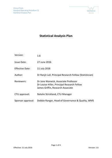 sop statistical analysis plan sample
