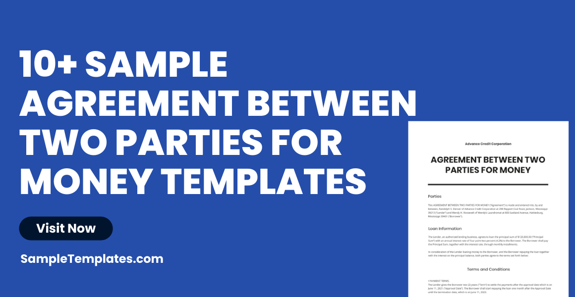 sample agreement between two parties for money templates