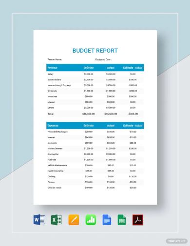 sample budget report template