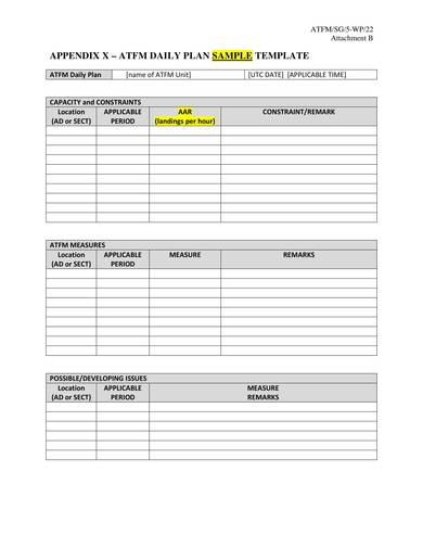 sample daily plan template