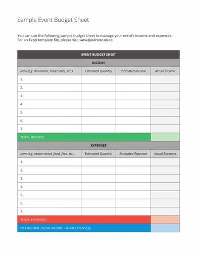 sample event budget proposal template