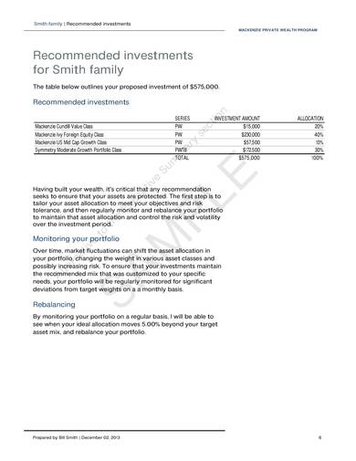 sample family investment proposal