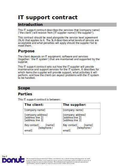 sample it support mainteance contract sample