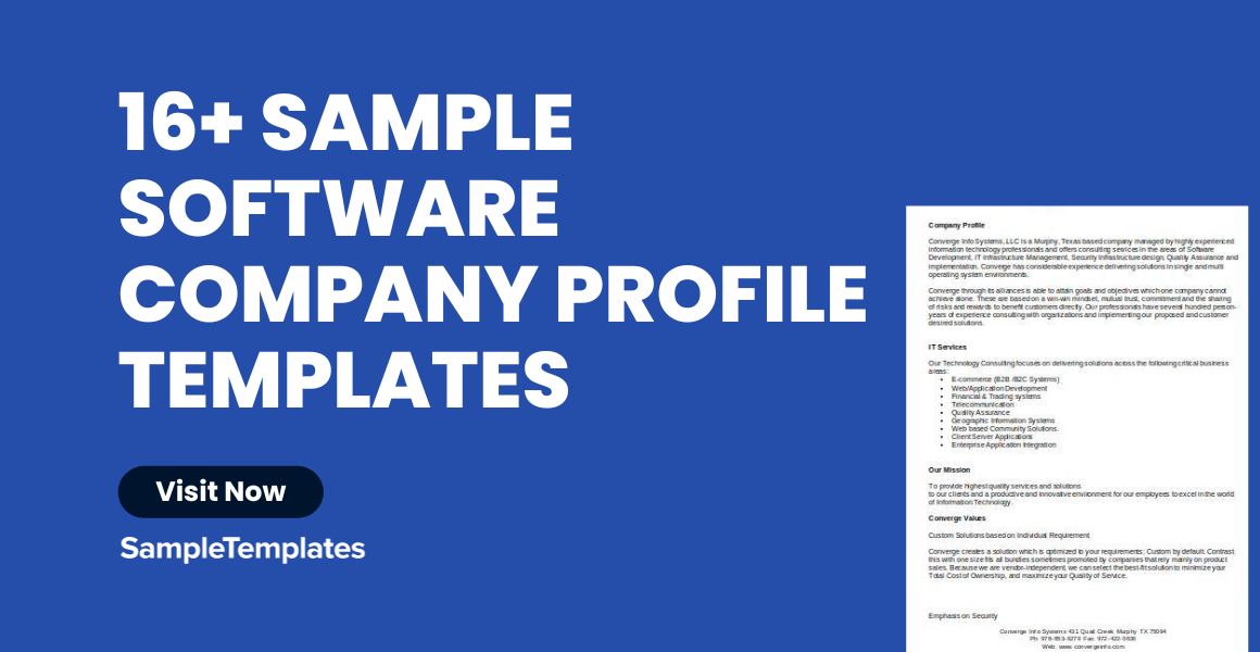 Sample Software Company Profile Templates
