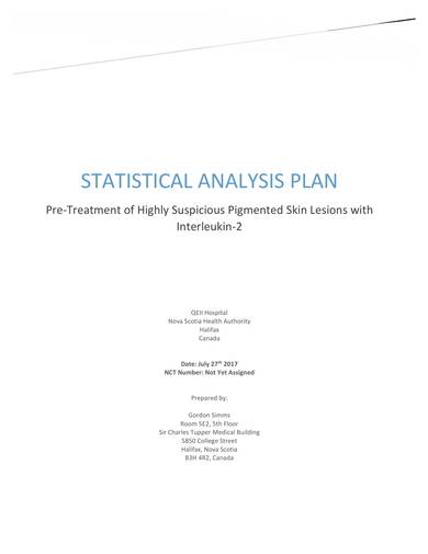 sample statistical analysis plan for pre treatment