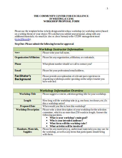 sample training workshop proposal form