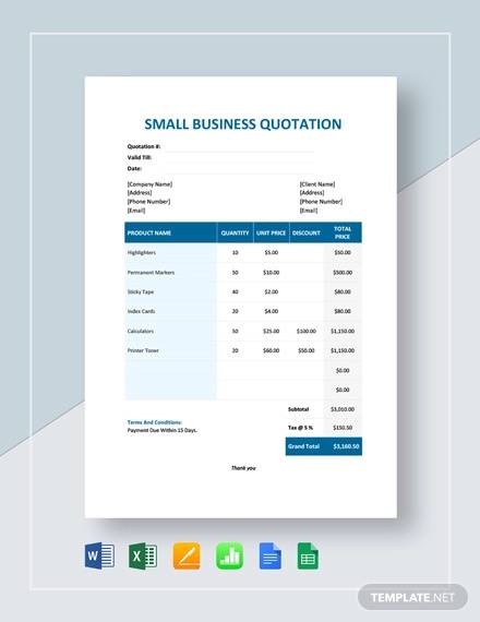 small business quotation template