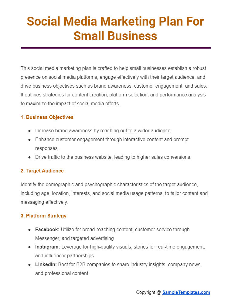 social media marketing plan for small business