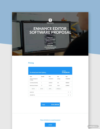 software one page proposal template