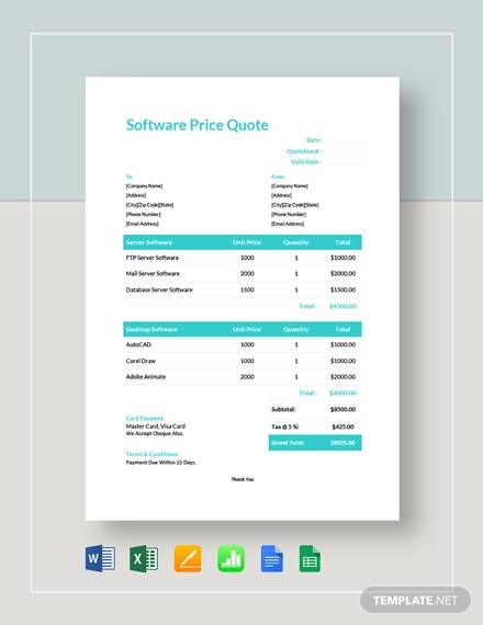 software price quote template