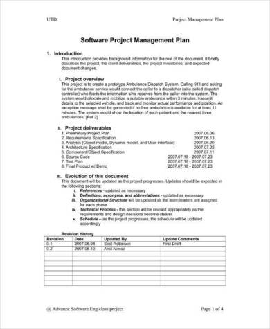 software project management proposal plan