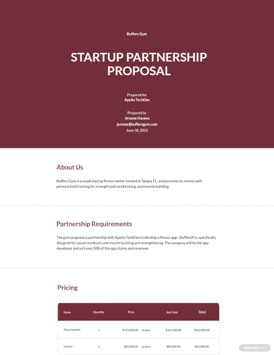 startup partnership proposal template