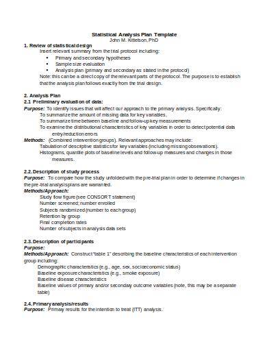 FREE 9 Sample Statistical Analysis Plan Templates In PDF MS Word