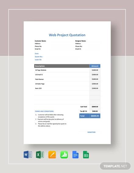 FREE 13+ Project Quotation Samples & Templates in PDF