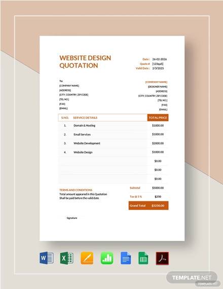 website design quotation template