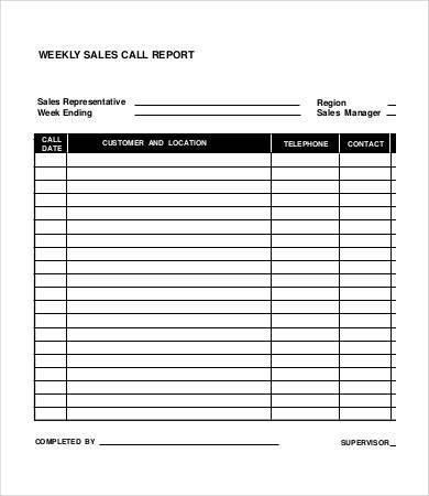 weekly sales call report template