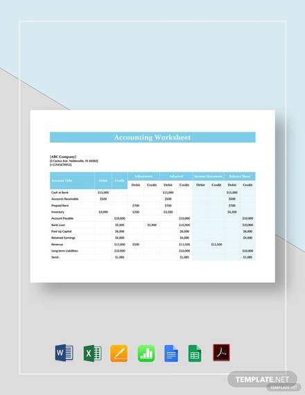 accounting worksheet template
